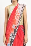 Shop_Satya Paul_Coral Silk Crepe Printed City Graffiti Saree With Unstitched Blouse Piece _Online_at_Aza_Fashions