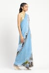 Buy_Satya Paul_Blue Silk Chiffon Printed City Graffiti Saree With Unstitched Blouse Piece _Online_at_Aza_Fashions