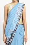 Shop_Satya Paul_Blue Silk Chiffon Printed City Graffiti Saree With Unstitched Blouse Piece _Online_at_Aza_Fashions