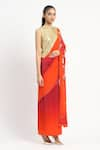 Buy_Satya Paul_Pink Silk Crepe Embroidered Jaali Octarine Saree With Unstitched Blouse Piece _Online_at_Aza_Fashions