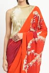 Satya Paul_Pink Silk Crepe Embroidered Jaali Octarine Saree With Unstitched Blouse Piece _at_Aza_Fashions