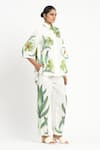 Satya Paul_Ivory Linen Printed Floral Shirt Collar Two Tunic _at_Aza_Fashions