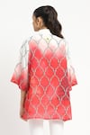 Shop_Satya Paul_Coral Linen Printed Mughal Architecture Shirt Collar Aperture High-low Tunic _at_Aza_Fashions