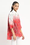 Buy_Satya Paul_Coral Linen Printed Mughal Architecture Shirt Collar Aperture High-low Tunic _Online_at_Aza_Fashions