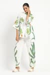 Satya Paul_Ivory Linen Printed Foliage Two Pant _Online_at_Aza_Fashions