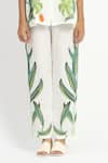 Buy_Satya Paul_Ivory Linen Printed Foliage Two Pant _Online_at_Aza_Fashions