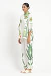 Satya Paul_Ivory Linen Printed Foliage Two Pant _at_Aza_Fashions