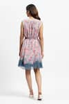 Shop_Satya Paul_Pink Chiffon Print Floral Round Neck Flowers And Stripes Dress _at_Aza_Fashions