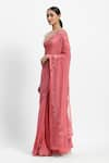 Satya Paul_Pink Viscose Crepe Embroidery Floral Junebug Saree With Unstitched Blouse Piece _Online_at_Aza_Fashions