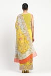 Shop_Satya Paul_Yellow Linen Print Floral Camera Natura Saree With Unstitched Blouse Piece _at_Aza_Fashions