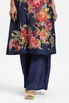 Buy_Satya Paul_Blue Silk Crepe Print Floral Stand Collar Bloom Kurta With Pant _Online_at_Aza_Fashions