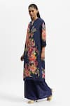 Shop_Satya Paul_Blue Silk Crepe Print Floral Stand Collar Bloom Kurta With Pant _Online_at_Aza_Fashions