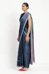 Buy_Satya Paul_Blue Silk Georgette Satin Print Wordsmith Saree With Unstitched Blouse Piece _Online_at_Aza_Fashions