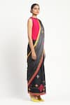 Shop_Satya Paul_Blue Silk Infinite Space Embellished Saree With Unstitched Blouse Piece _Online_at_Aza_Fashions