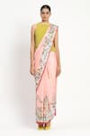 Satya Paul_Pink Silk Georgette Satin Print Sweet Ester Saree With Unstitched Blouse Piece _Online_at_Aza_Fashions