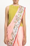 Satya Paul_Pink Silk Georgette Satin Print Sweet Ester Saree With Unstitched Blouse Piece _at_Aza_Fashions