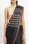 Satya Paul_Blue Silk Georgette Razor Focus Embellished Saree With Unstitched Blouse Piece _at_Aza_Fashions