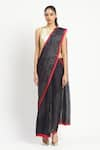 Satya Paul_Black Silk Georgette Acolyte Embellished Saree With Unstitched Blouse Piece _Online_at_Aza_Fashions