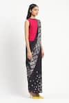 Buy_Satya Paul_Black Silk Crepe Print Nyx Embellished Saree With Unstitched Blouse Piece _Online_at_Aza_Fashions