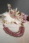 Shop_Amaara Jewels_Pink Stones Victorian Ornamentation Necklace Set_at_Aza_Fashions