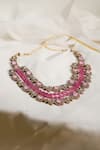 Shop_Amaara Jewels_Pink Stones Victorian Ornamentation Necklace Set_Online_at_Aza_Fashions