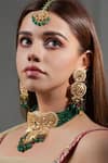 Buy_Amaara Jewels_Green Polki Chand Bloom Embellished Choker Set _at_Aza_Fashions