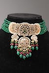 Amaara Jewels_Green Polki Chand Bloom Embellished Choker Set _at_Aza_Fashions