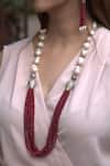 Buy_Amaara Jewels_Gold Plated Stone Mother Of Pearl And Ruby Embellished Long Necklace Set _at_Aza_Fashions