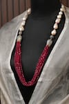 Buy_Amaara Jewels_Gold Plated Stone Mother Of Pearl And Ruby Embellished Long Necklace Set _Online_at_Aza_Fashions