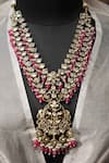 Shop_Amaara Jewels_Red Stone Ambrosia Embellished Long Necklace Set _at_Aza_Fashions