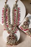 Amaara Jewels_Red Stone Ambrosia Embellished Long Necklace Set _Online_at_Aza_Fashions