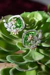 Amaara Jewels_Silver Plated American Diamond Flora Crest Zircon Embellished Studs _Online_at_Aza_Fashions