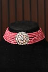 Amaara Jewels_Coral Stone Studded Bead Choker Set _at_Aza_Fashions