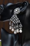 Shop_Amaara Jewels_Silver Plated Pearl Moissanite Studded Dangler Earrings _at_Aza_Fashions