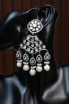 Amaara Jewels_Silver Plated Pearl Moissanite Studded Dangler Earrings _Online_at_Aza_Fashions