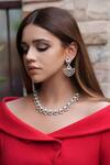 Buy_Amaara Jewels_Silver Plated Pearl Leaf Zircon Embellished Necklace Set _at_Aza_Fashions