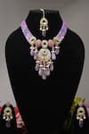 Buy_Amaara Jewels_Purple Amethyst Floral Bead Necklace Set _at_Aza_Fashions