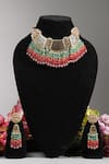 Buy_Amaara Jewels_Multi Color Meenakari Thewa Ombre Tassel Necklace Set _at_Aza_Fashions