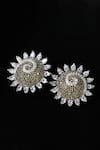 Shop_Amaara Jewels_Silver Plated Polki Stone Embellished Sun Studs _at_Aza_Fashions