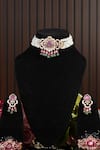 Buy_Amaara Jewels_Pink Polki Stone Embellished Choker Set _at_Aza_Fashions