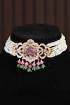 Amaara Jewels_Pink Polki Stone Embellished Choker Set _Online_at_Aza_Fashions