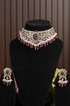 Buy_Amaara Jewels_Red Polki Stone Embellished Choker Necklace Set _at_Aza_Fashions