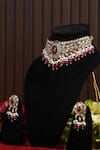 Shop_Amaara Jewels_Red Polki Stone Embellished Choker Necklace Set _Online_at_Aza_Fashions