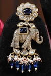 Buy_Amaara Jewels_Black Polki Elephant Motif Embellished Necklace Set 