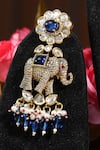 Buy_Amaara Jewels_Black Polki Elephant Motif Embellished Necklace Set _Online