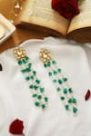 Shop_Do Taara_Green Stones Kundan Tassel Earrings _at_Aza_Fashions