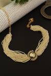 Shop_Do Taara_Green Kundan Pearl Multi Choker _at_Aza_Fashions