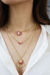 Shop_Do Taara_Red Kundan Crecent Layered Necklace _Online_at_Aza_Fashions