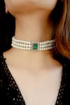 Buy_Do Taara_Green Stone Pearl Choker _at_Aza_Fashions