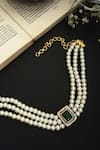 Shop_Do Taara_Green Stone Pearl Choker _at_Aza_Fashions